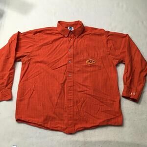 NCAA Shirt Mens Orange long Sleeve OSU Oklahoma State stripe check logo patch